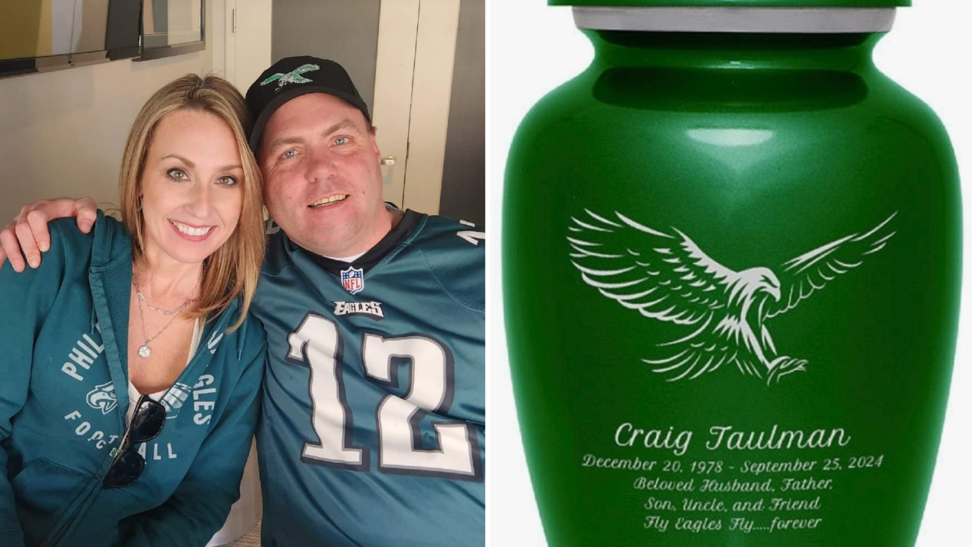 Karen and Craig Taulman and Craig's main urn. Photos courtesy of Karen Taulman