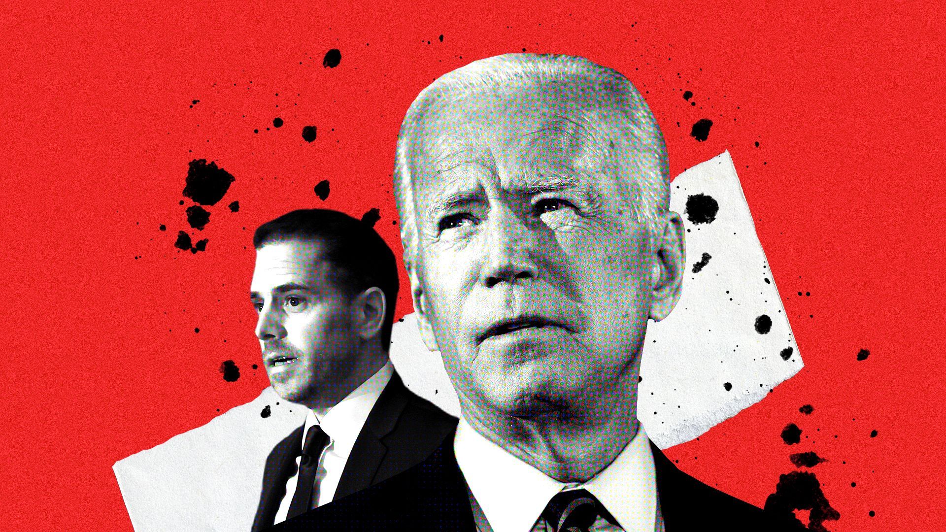 Photo illustration of of Joe and Hunter Biden.