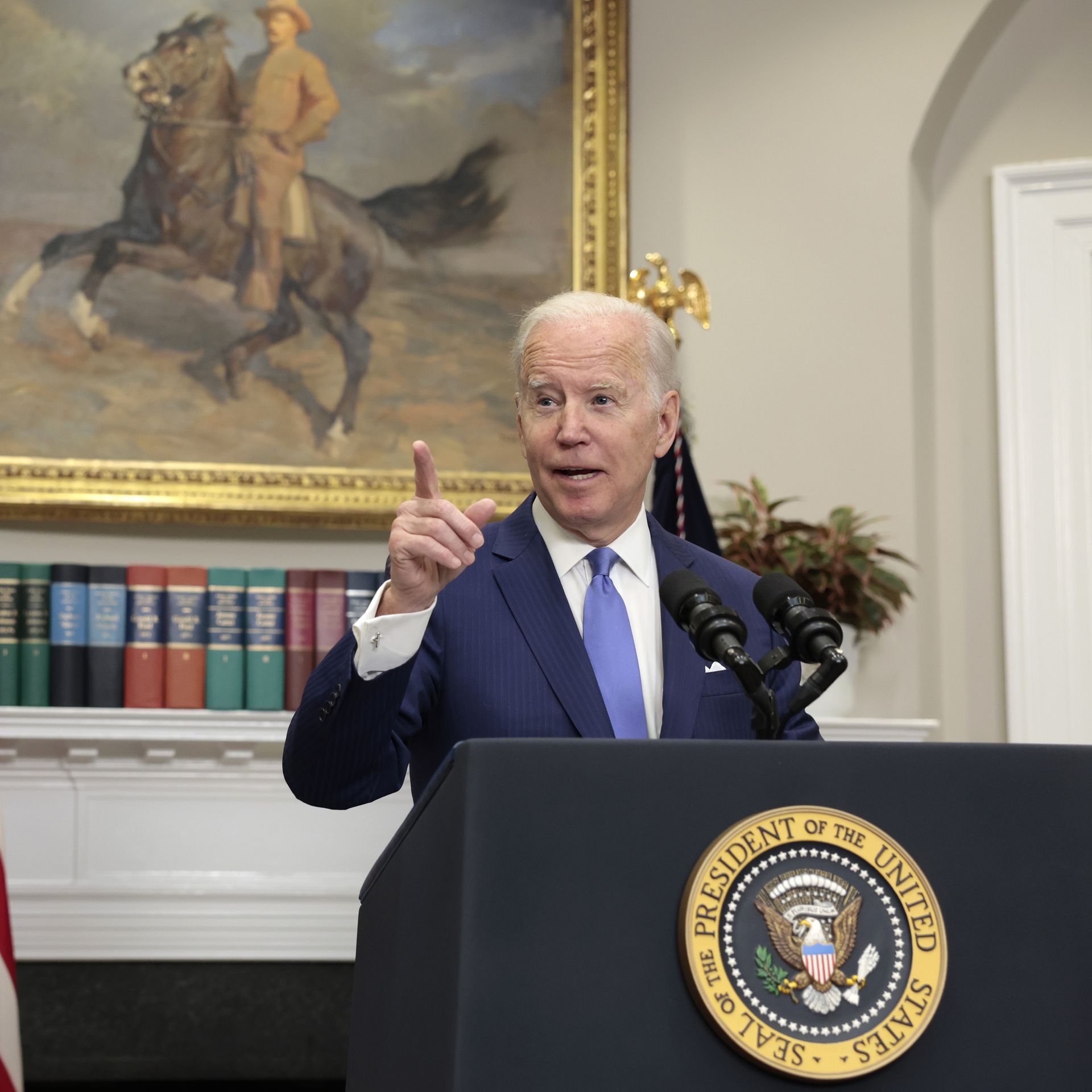 President Biden points a finger 