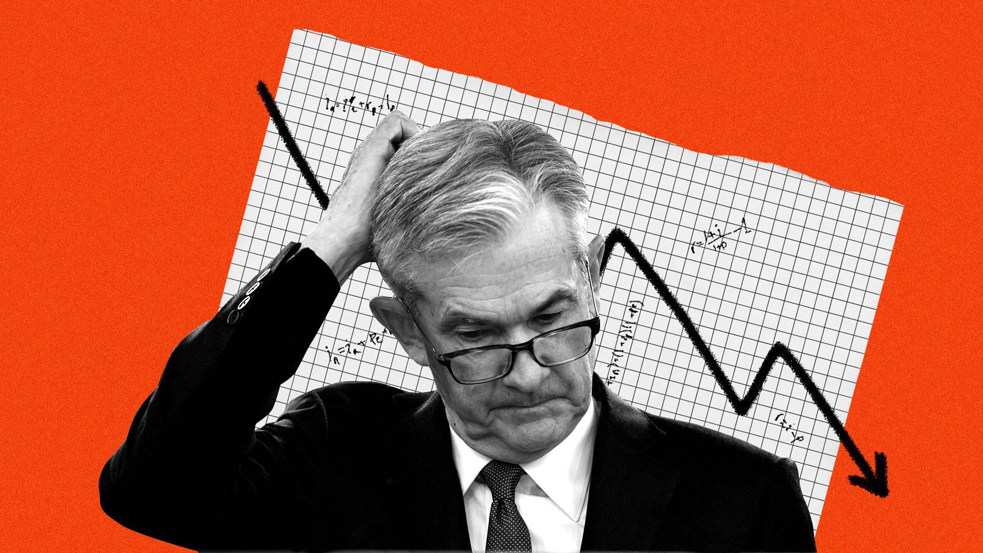 Illustration of Fed Chair Jerome Powell thinking