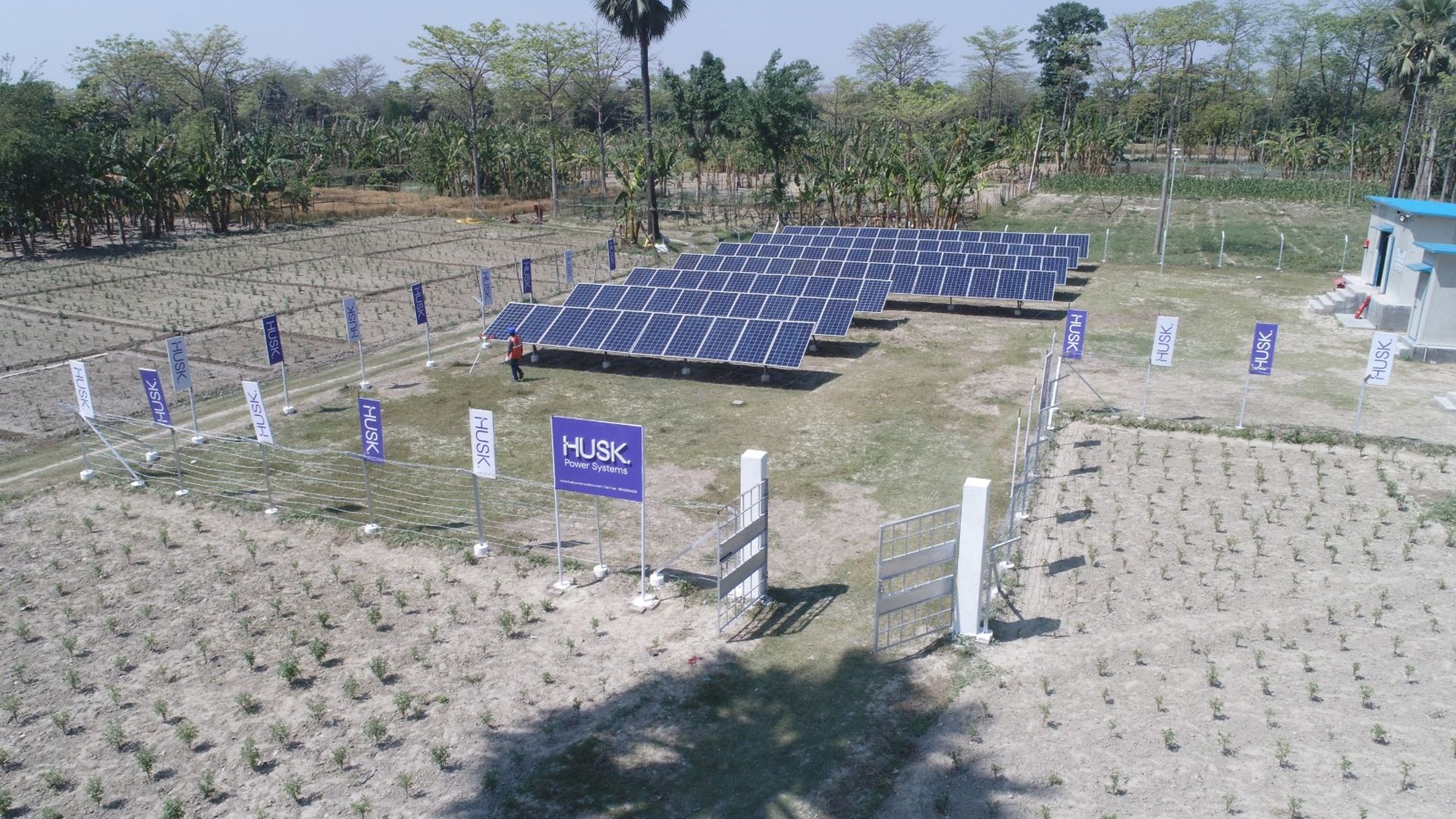 A solar-powered minigrid project deployed by Husk Power.