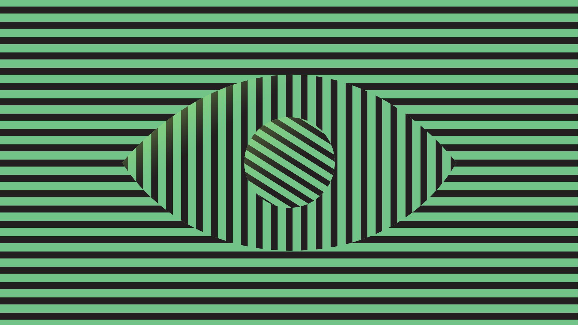 Illustration of an eye in green and black lines.