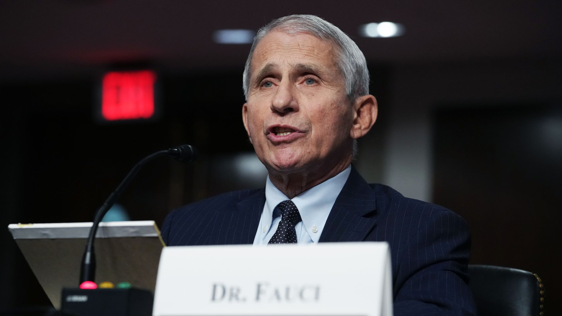 Anthony Fauci is seen testifying before Congress.