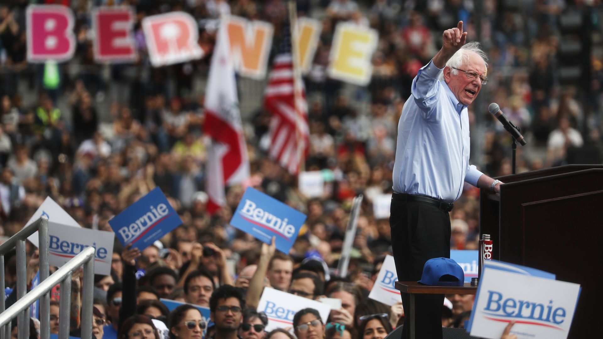 Bernie Sanders paid a visit to a Los Angeles mosque while campaigning in California Saturday.