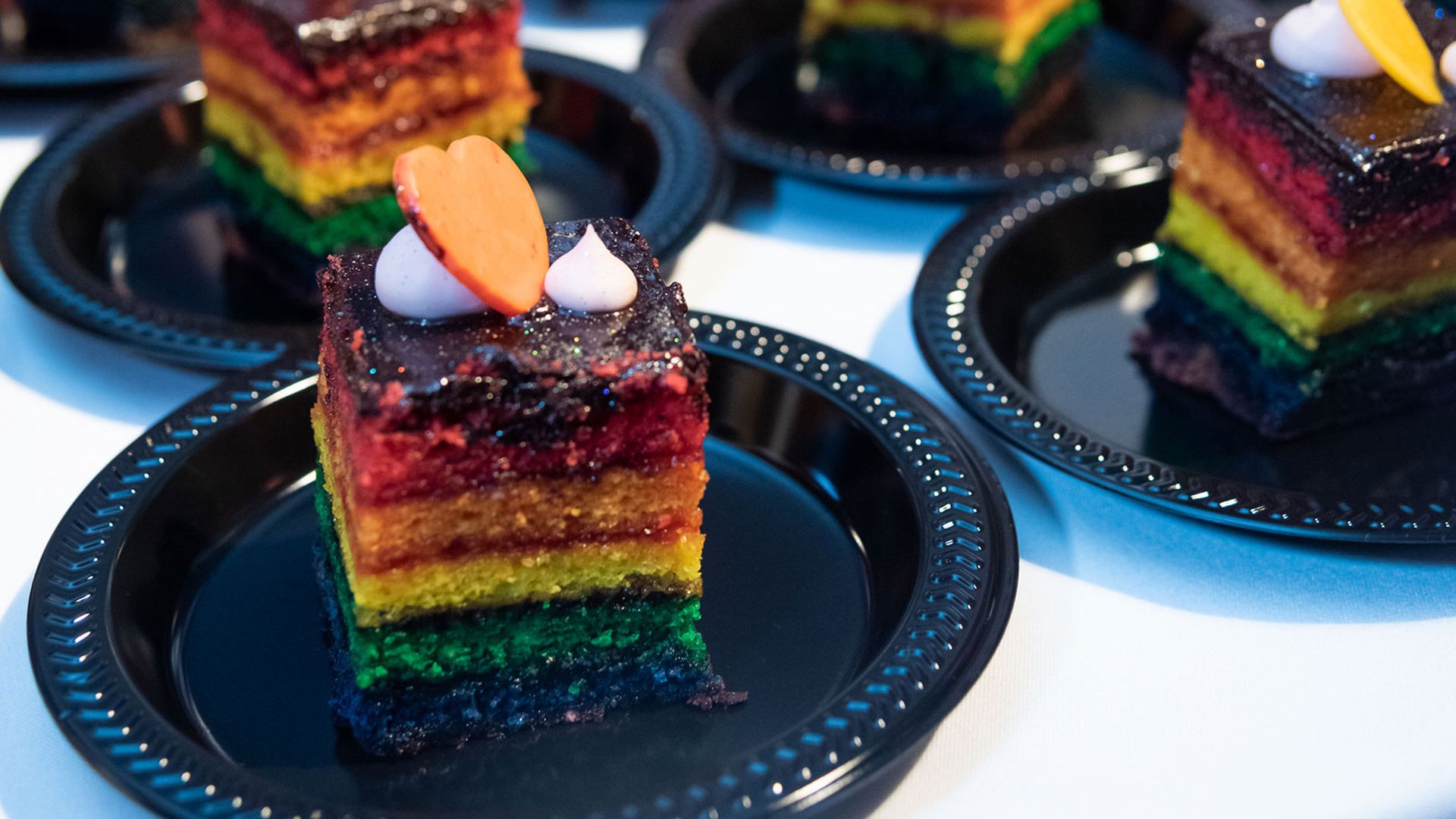 Rainbow cakes at Chefs for Equality
