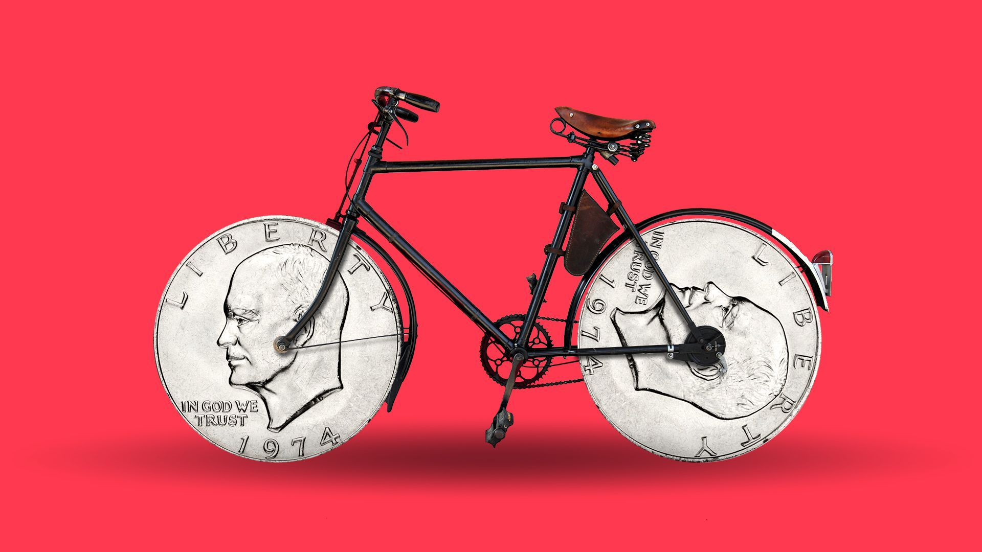 Illustration of a bike with silver dollar wheels