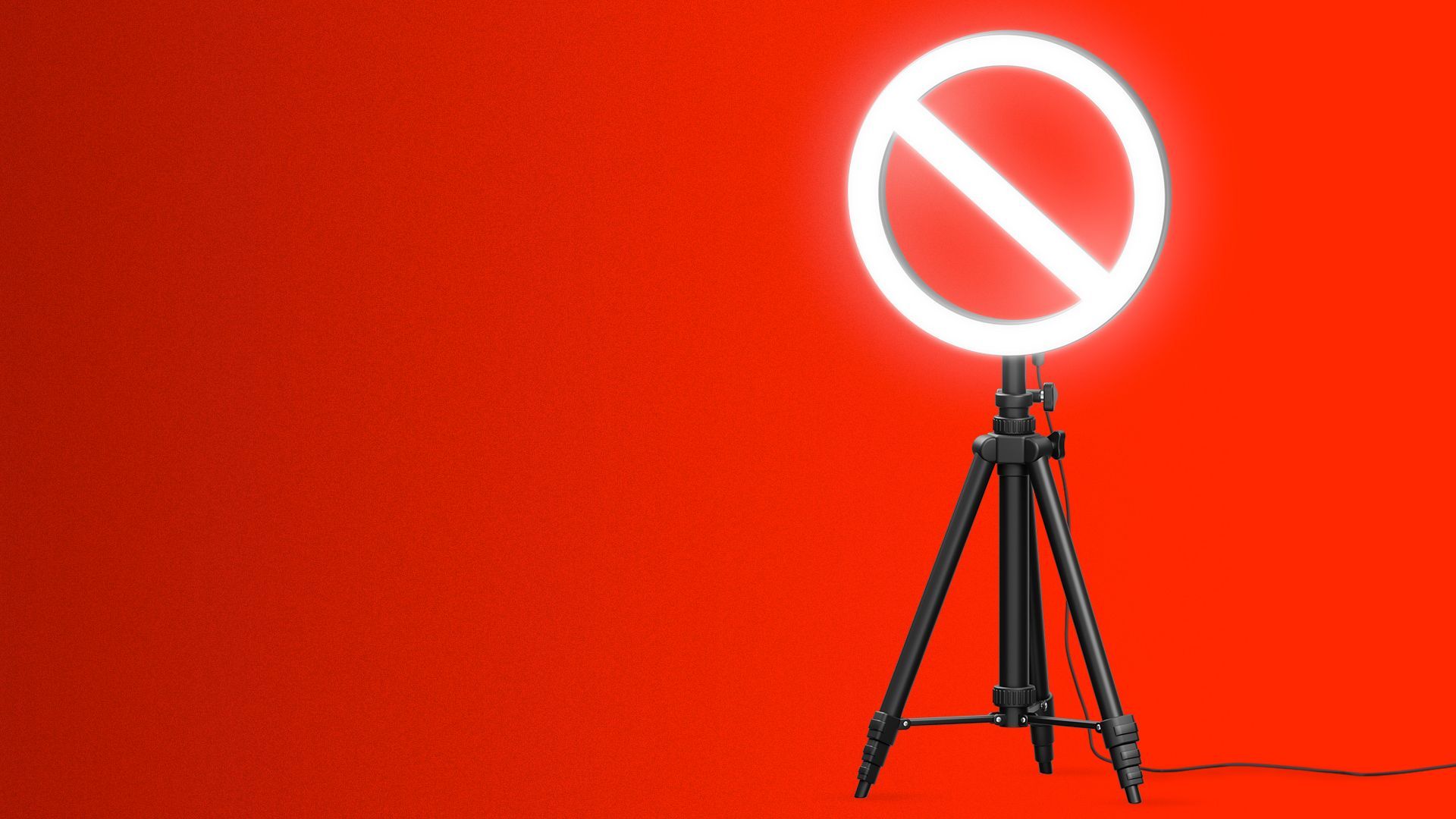 Illustration of a glowing ring light shaped as a no symbol. 