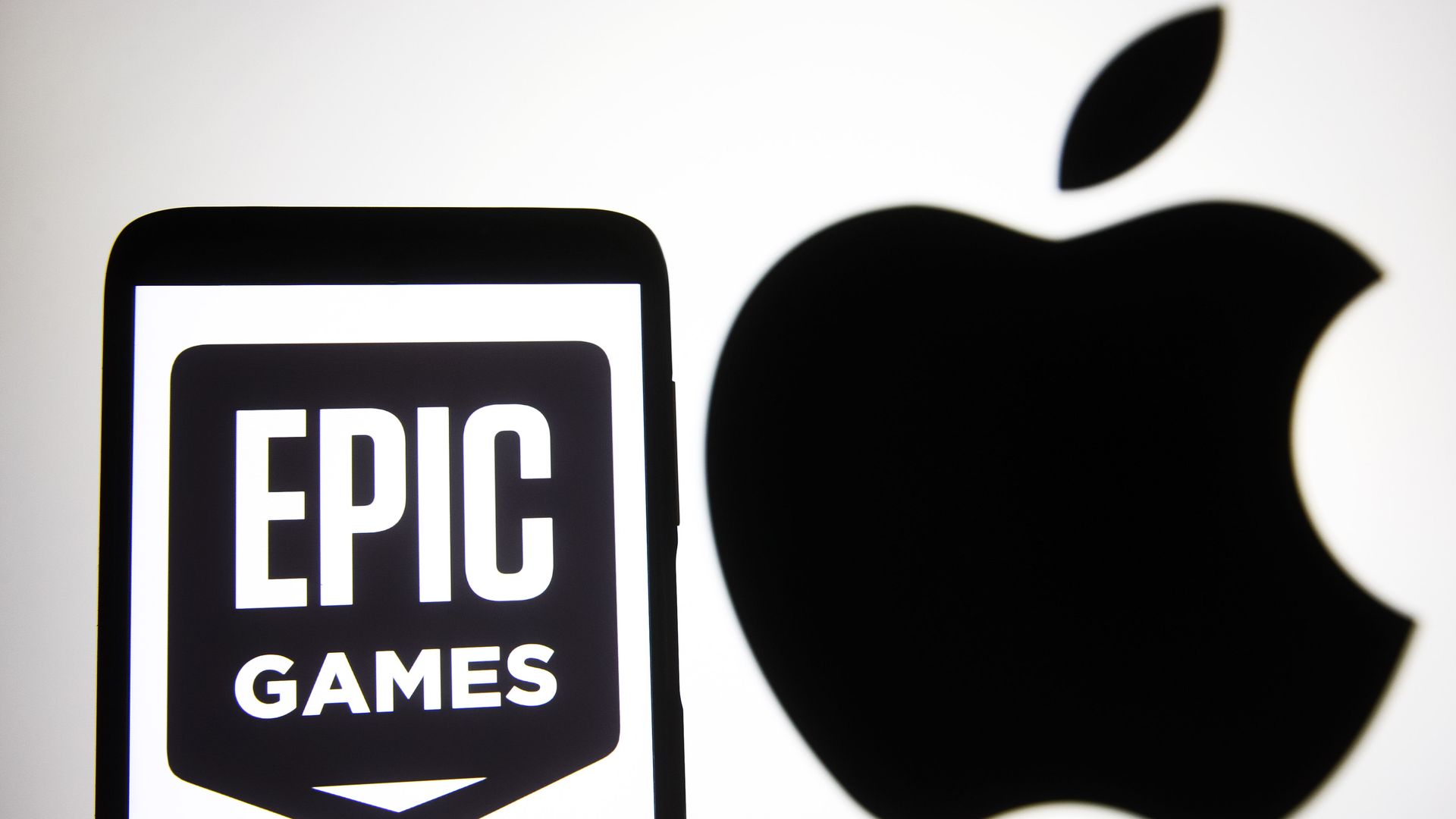 Epic games and Apple's logos.