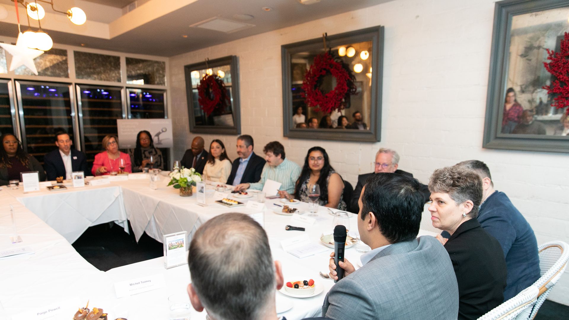 Attendees enjoyed dinner during the roundtable. Credit: Chris Bacarella on behalf of Axios