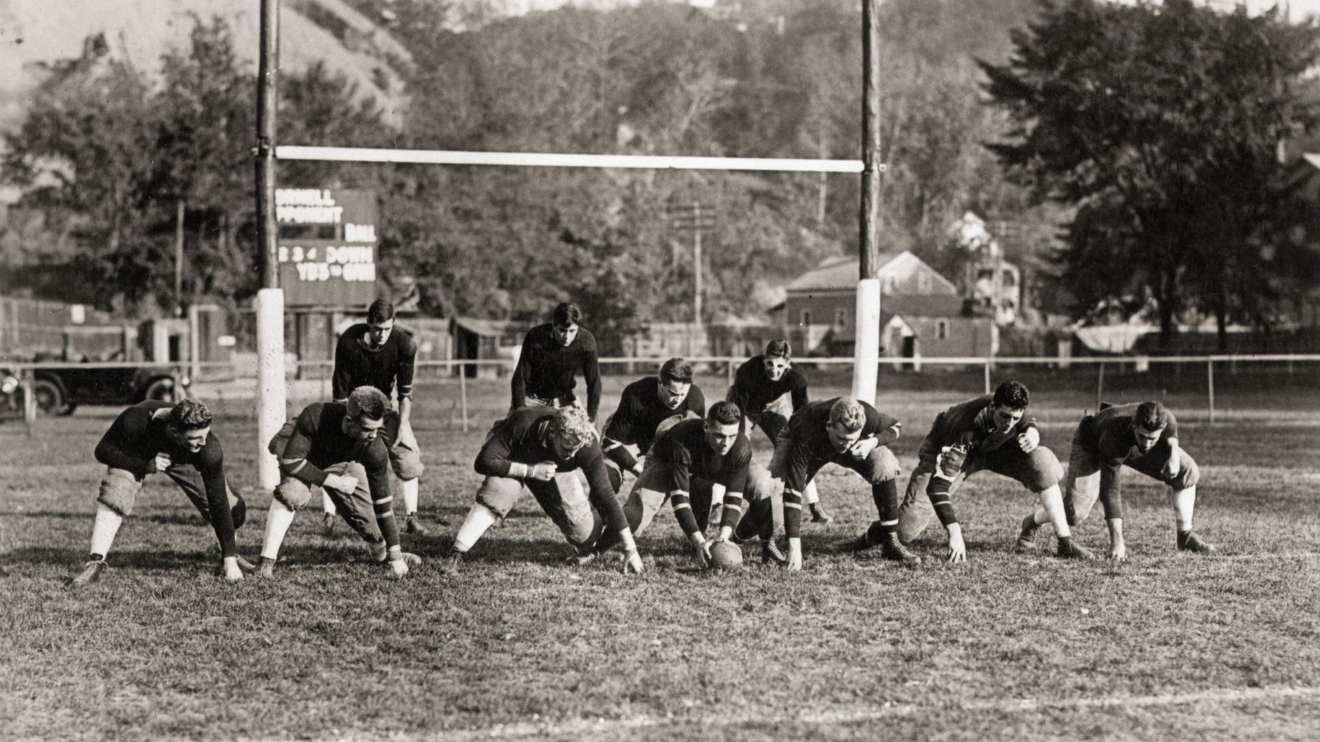 Cornell University's football team practicing.