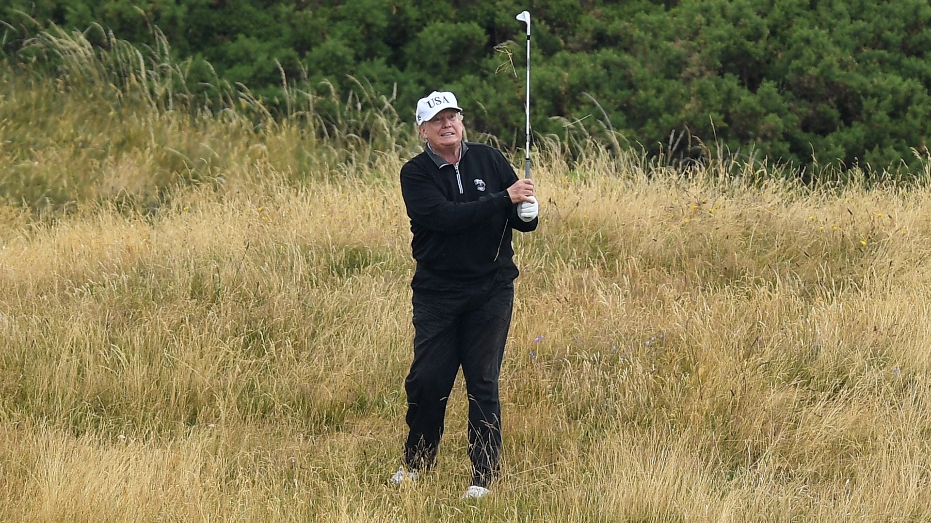 Trump golfing in the brush