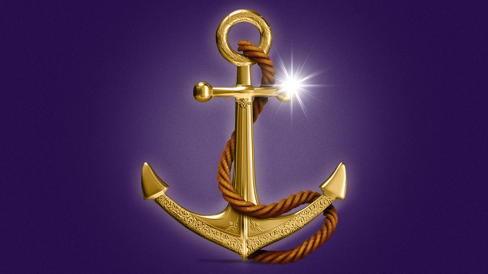 Illustration of a golden, embellished anchor.