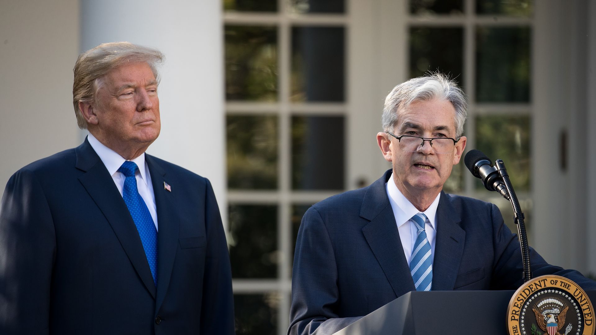 President Trump and Fed chair Jerome Powell.
