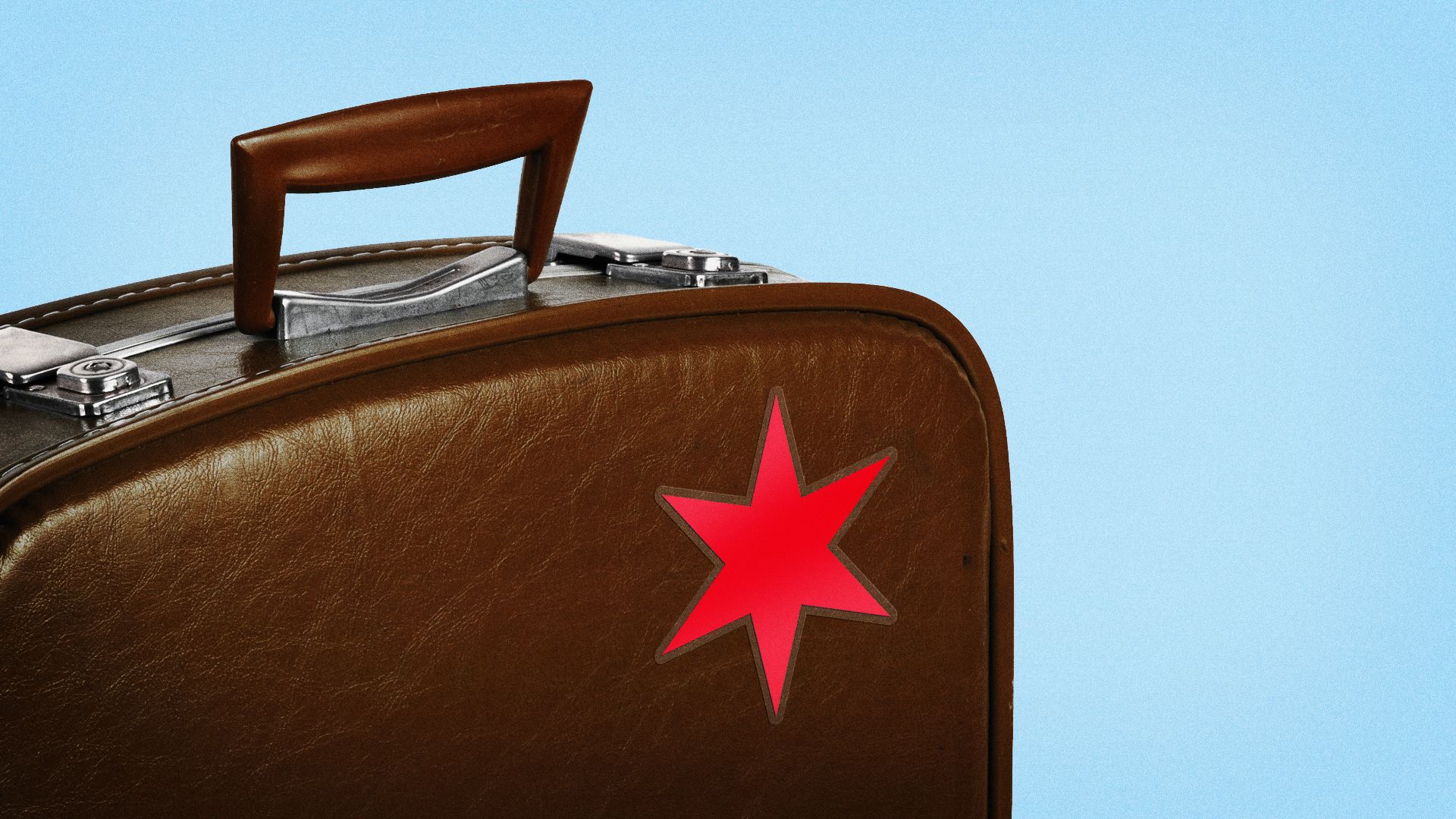 Illustration of a Chicago star on a suitcase. 
