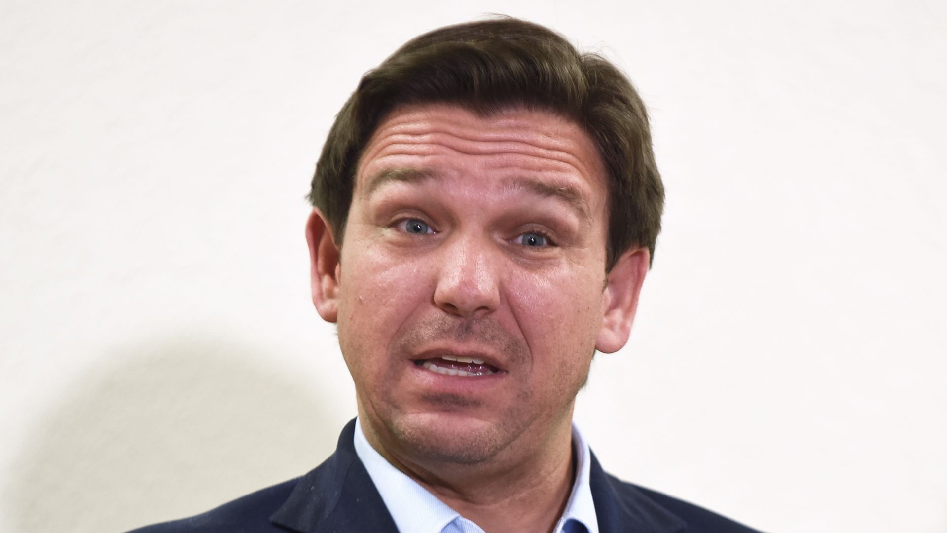 Florida Governor Ron DeSantis speaking at a press conference in Lakeland on Aug. 21.