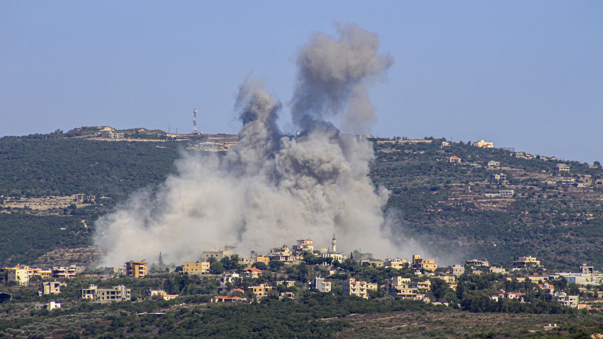 Smoke billows following an Israeli airstrike in the southern Lebanese border village of Chihine on July 28, 2024.