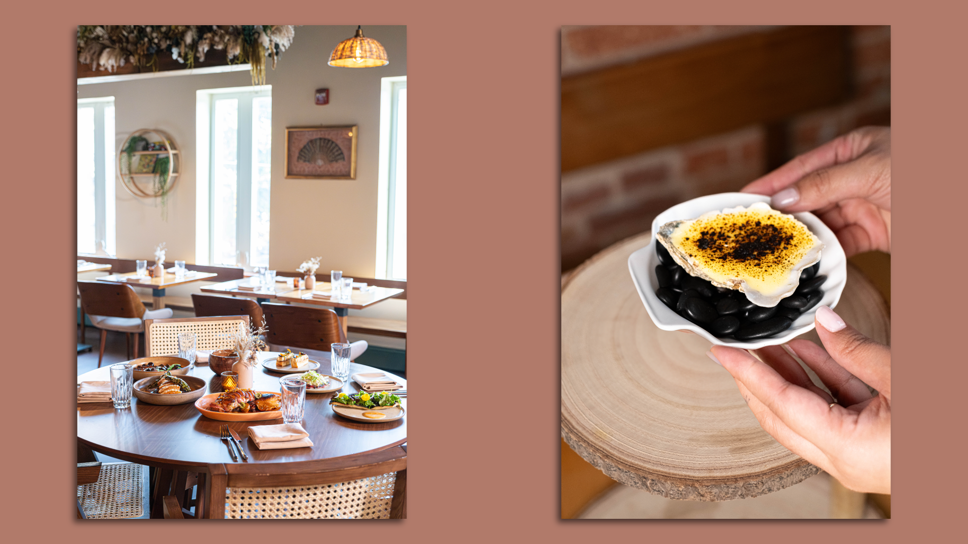 The upstairs dining room (left) and scallop 