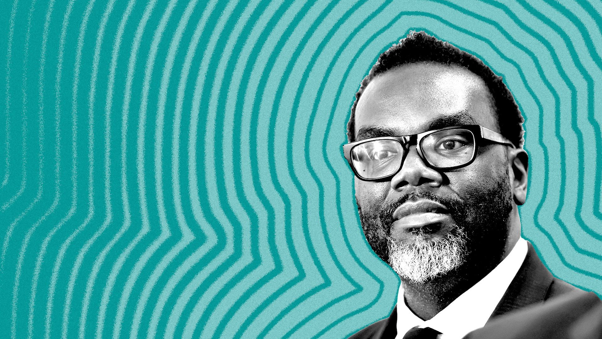 Photo illustration of Brandon Johnson with lines radiating from him.