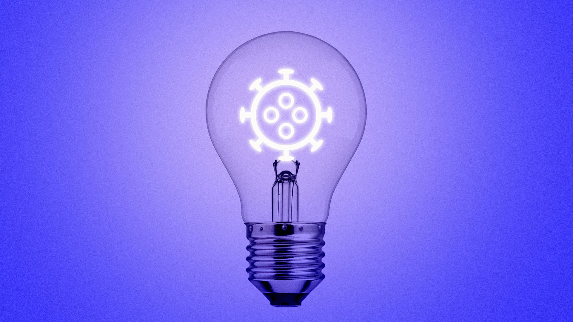 An illustration of the coronavrius in a lightbulb