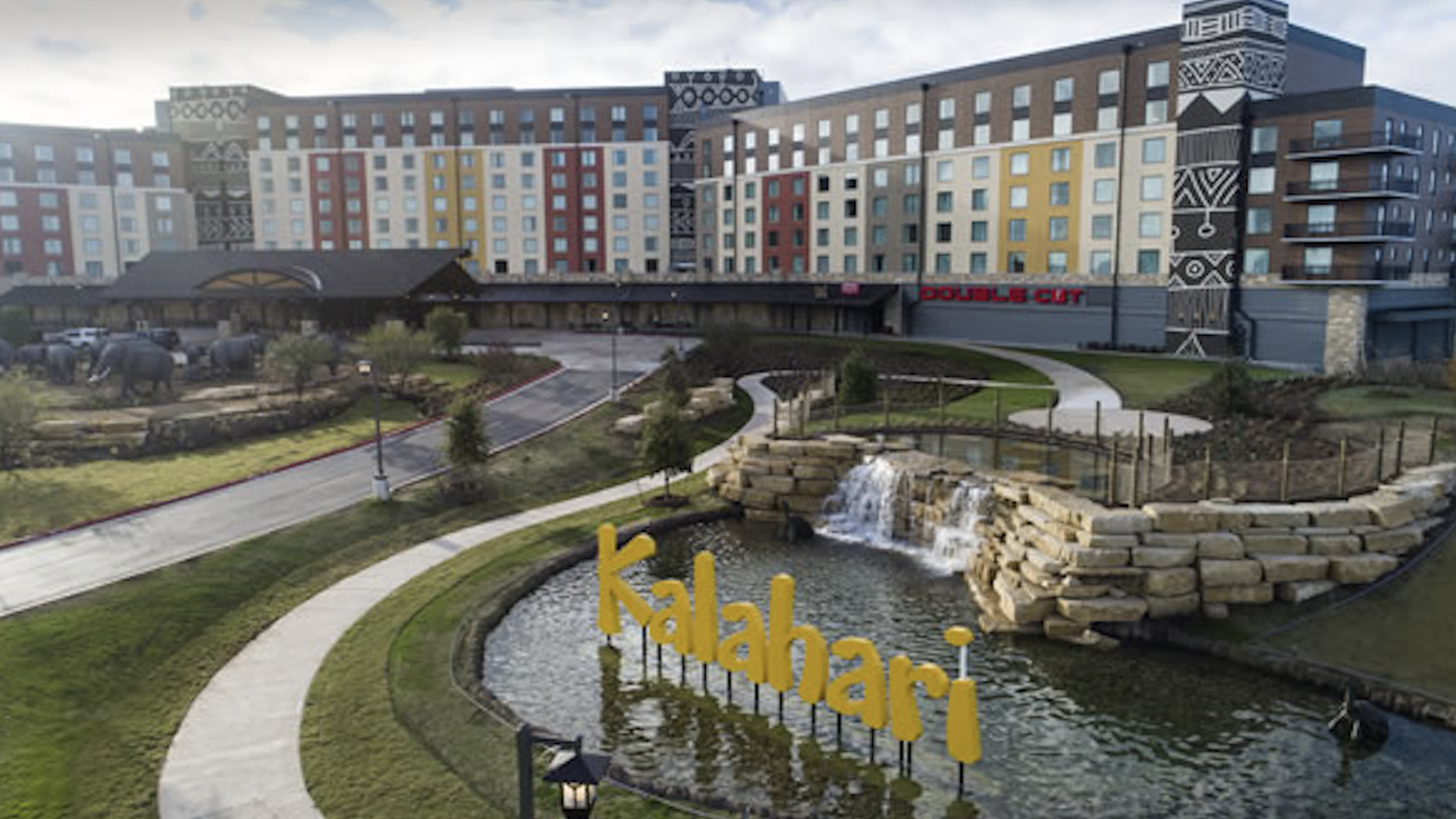 A rendering of the exterior of a water park