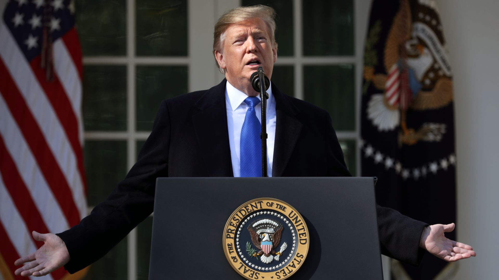 Trump talking in the Rose Garden