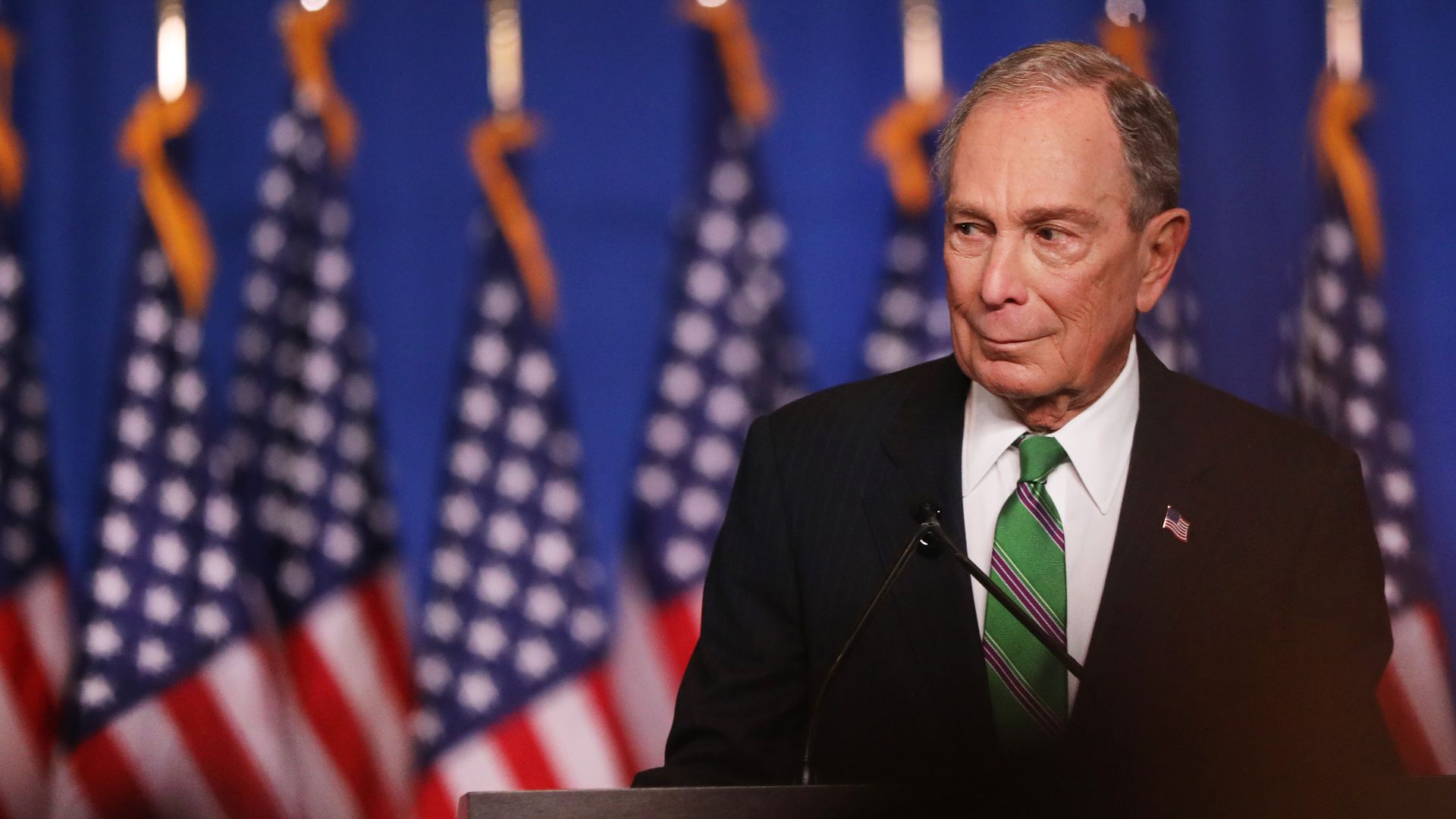 Former Democratic presidential candidate Mike Bloomberg addresses his staff and the media after announcing that he will be ending his campaign