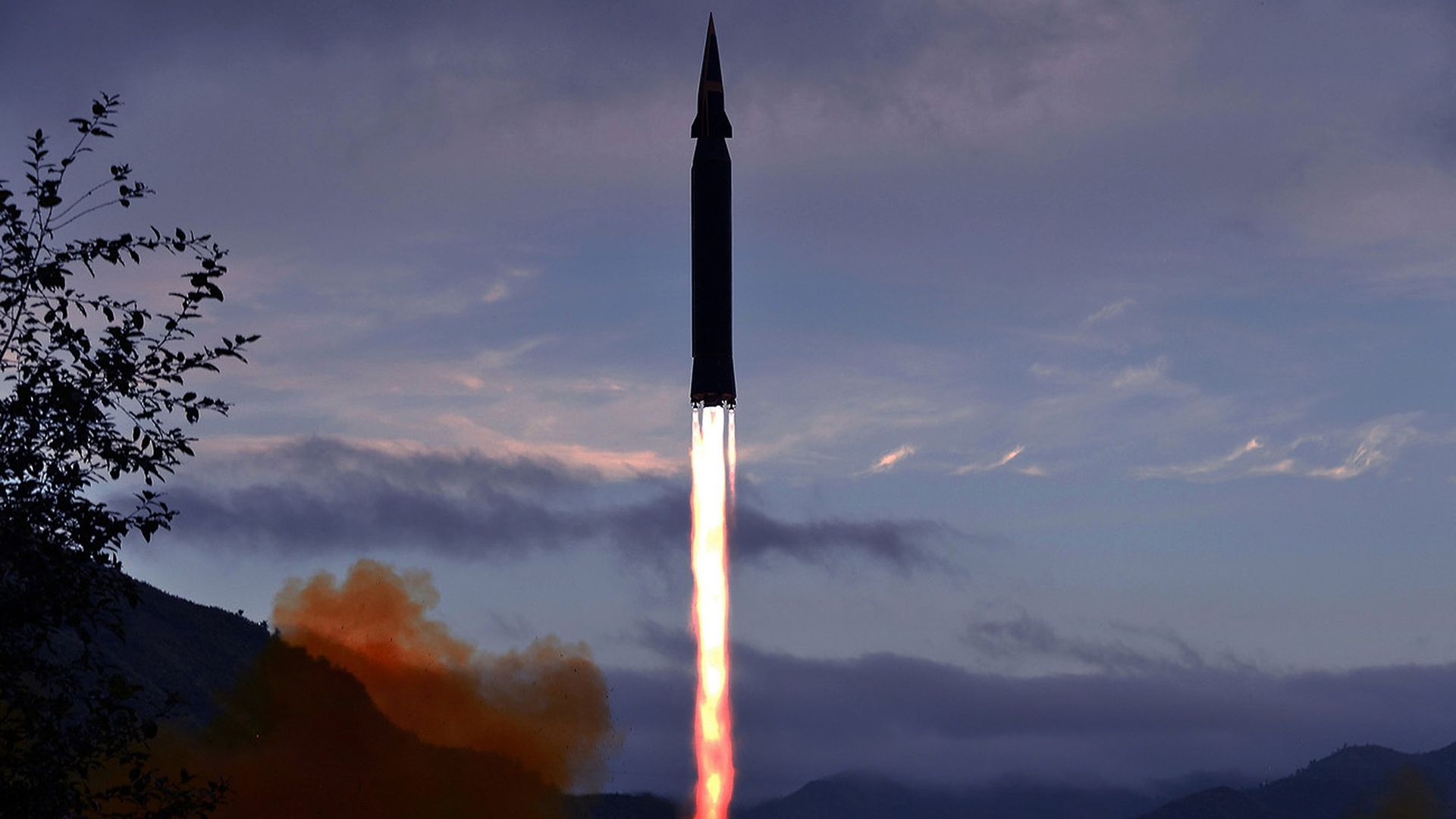 A screenshot of the purported launch, released by North Korea's state-run KCNA news agency.