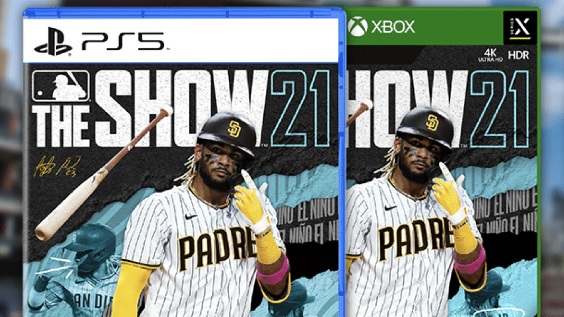 Covers of the PS5 and Xbox versions of MLB The Show 21