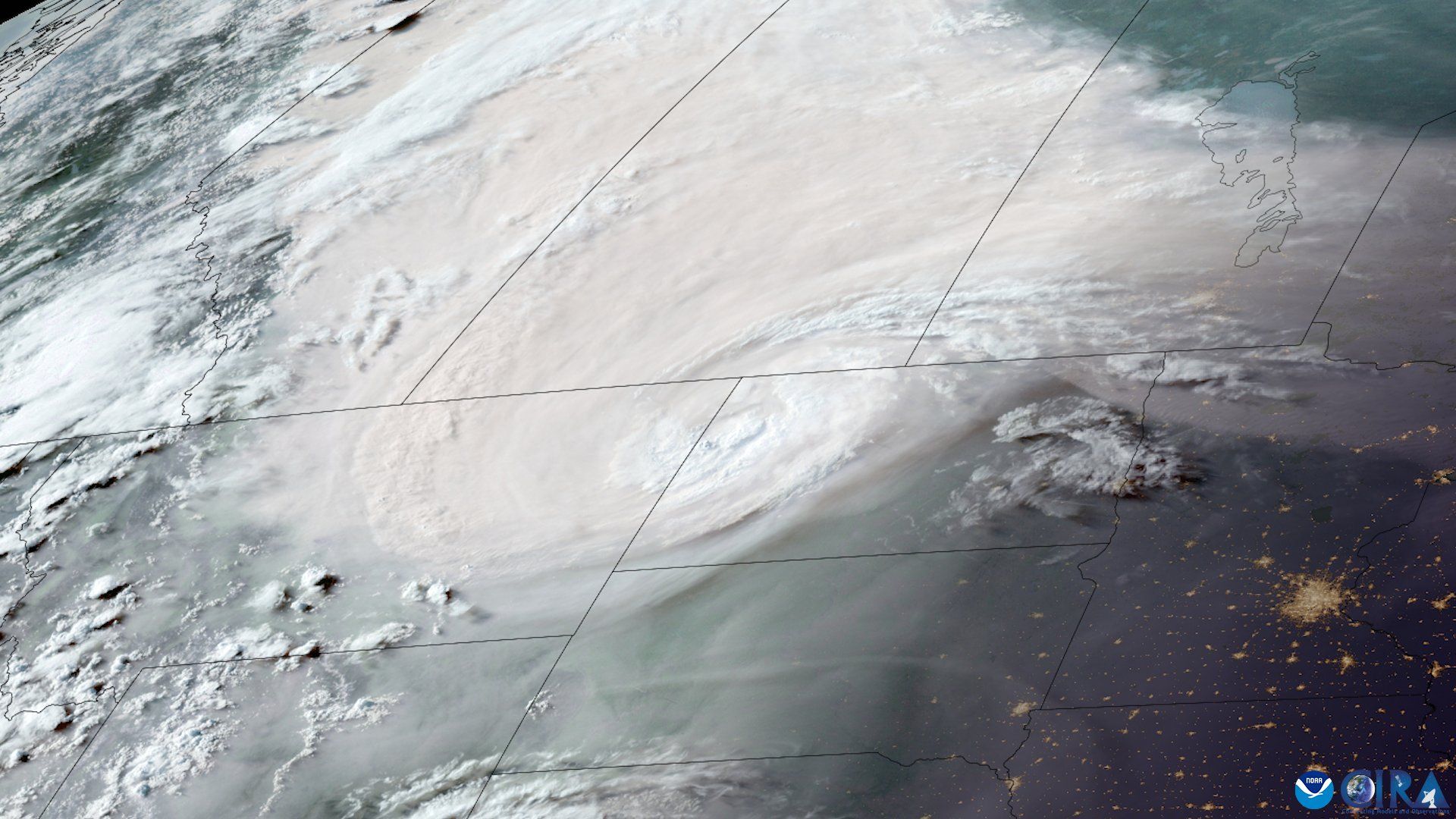A satellite image of smoke from Canada's wildfires, which are impacting northern U.S. states.