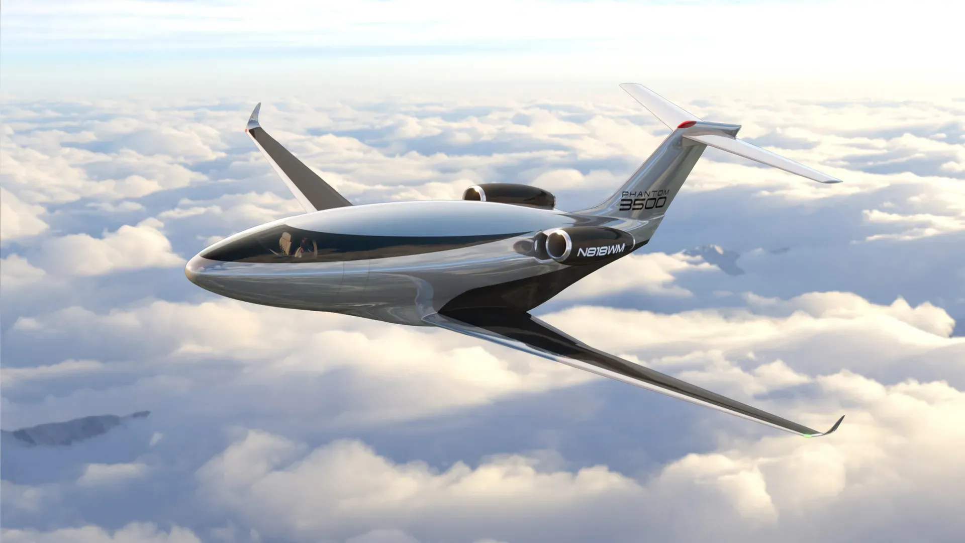 Artist's rendering of Otto Aerospace's sleek Phantom 3500 that achieves breakthrough fuel efficiency