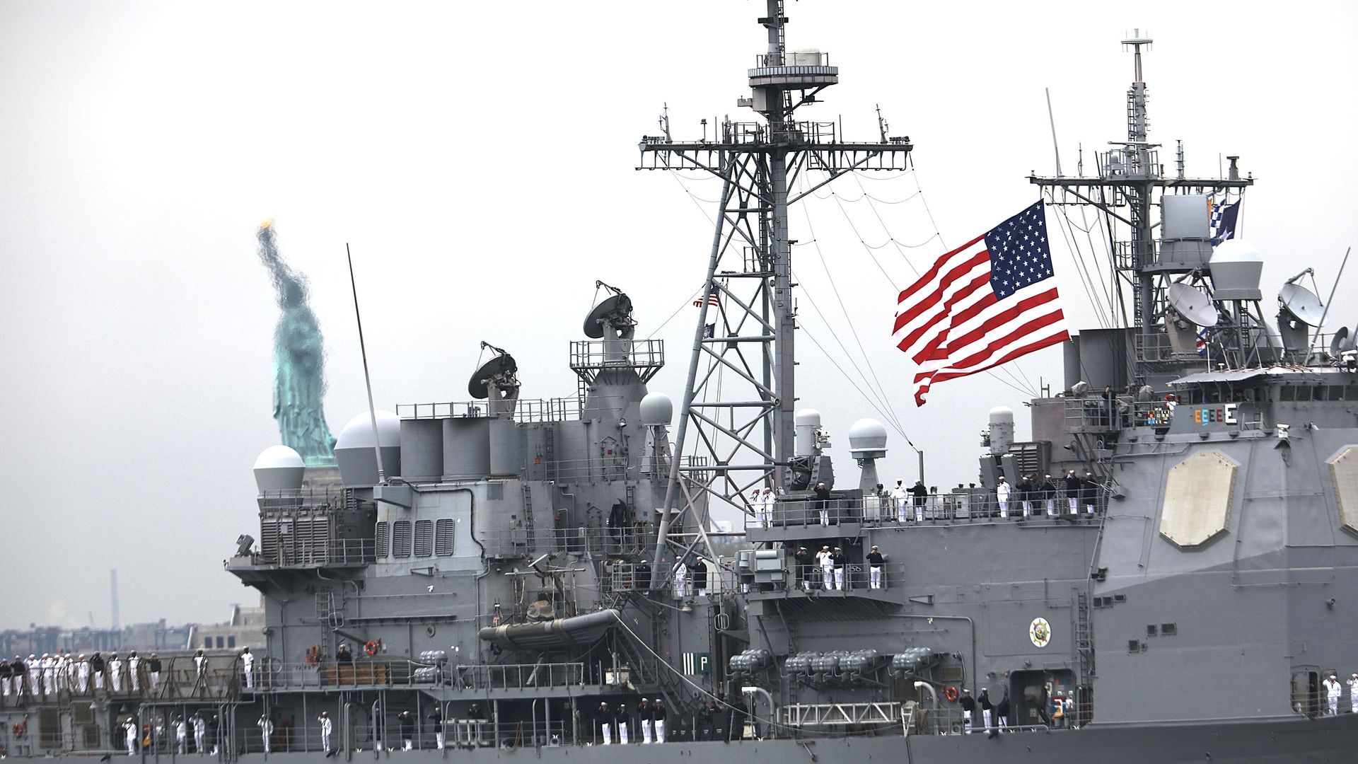 The USS San Jacinto on the opening day of Fleet Week in 2017.