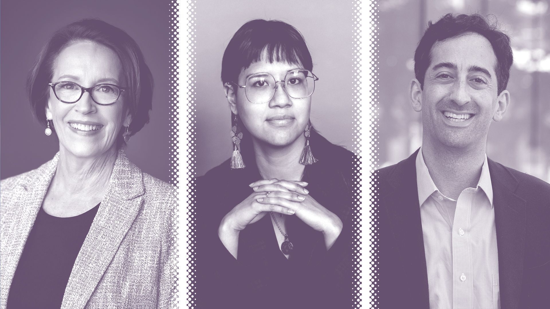 Photo illustration of Connie Boeson, Denver Foote and Josh Mandelbaum.