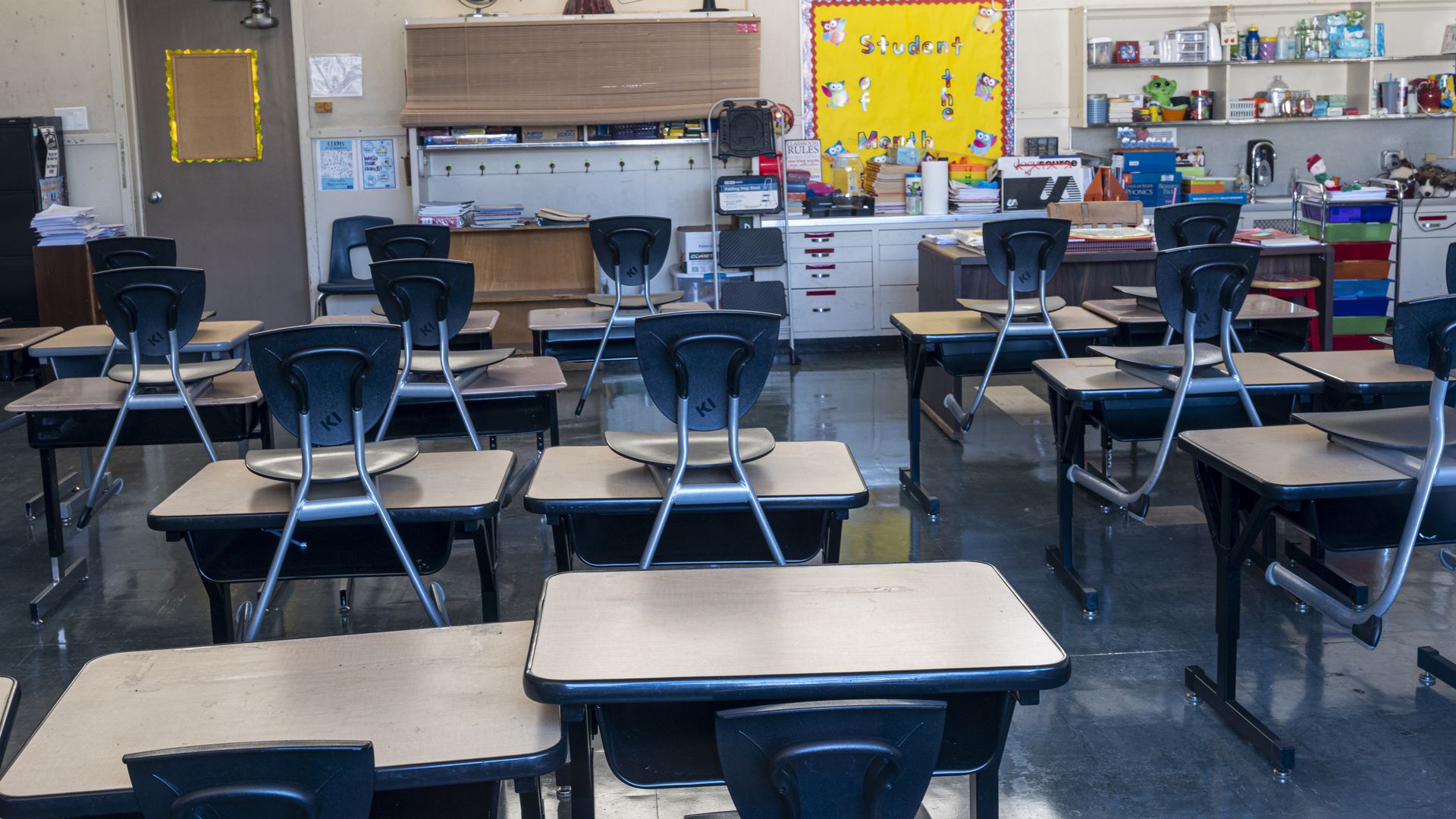 Empty classroom in California