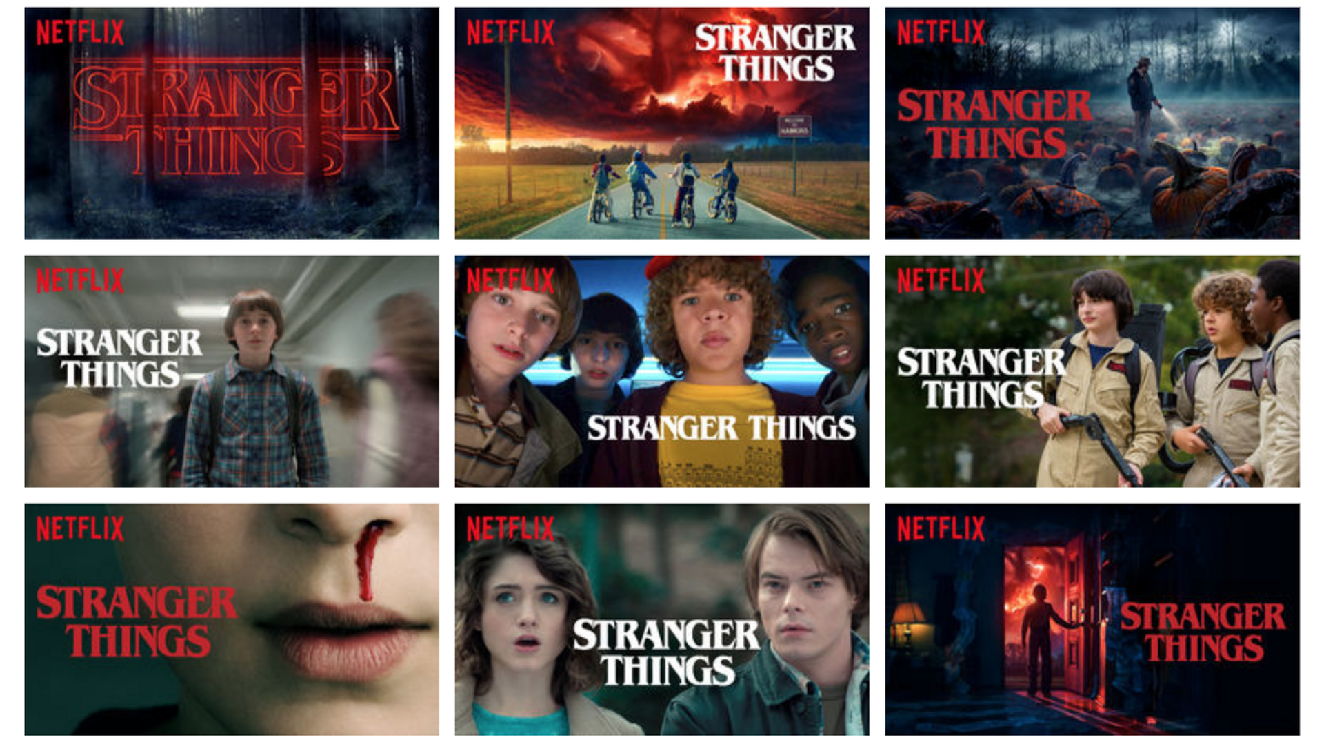 Stranger things compilation. Several pictures of the main characters. 