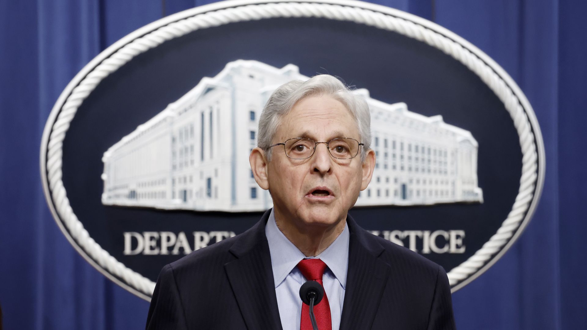 Attorney General Merrick Garland speaks during a news conference at the Department of Justice Building on March 21, 2024 in Washington, DC. 