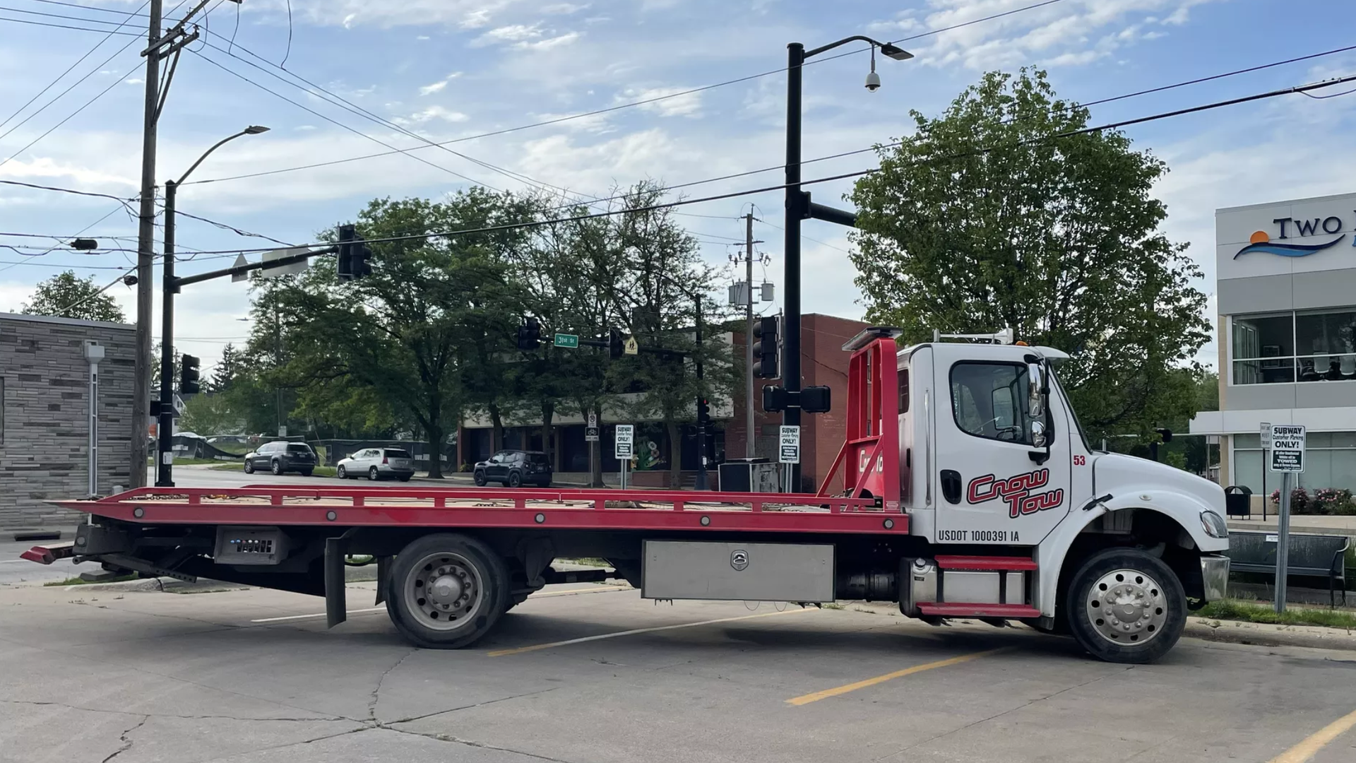 A Crow Tow truck in a Subway parking lot off Ingersoll Ave in Des Moines, Iowa.