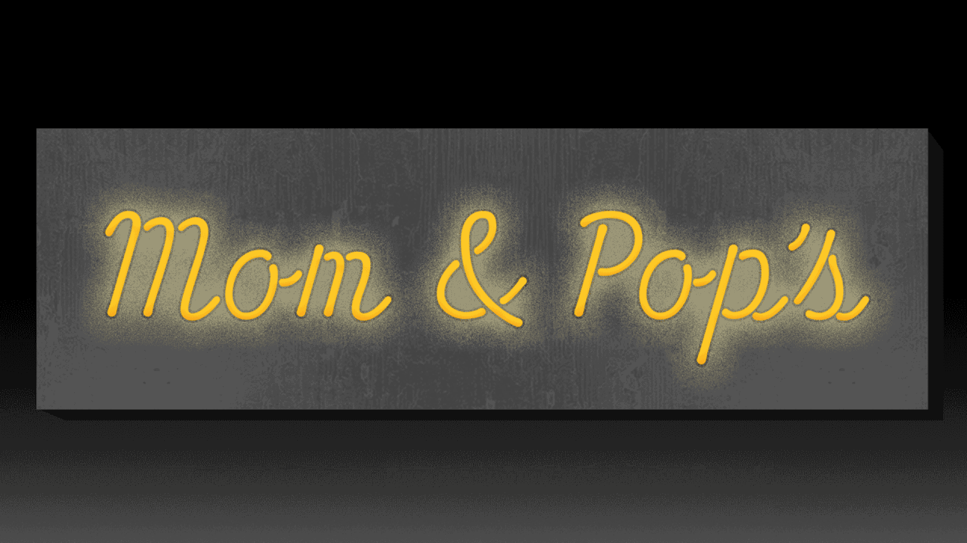 Animated illustration of a Mom & Pop's LED sign flickering and turning off