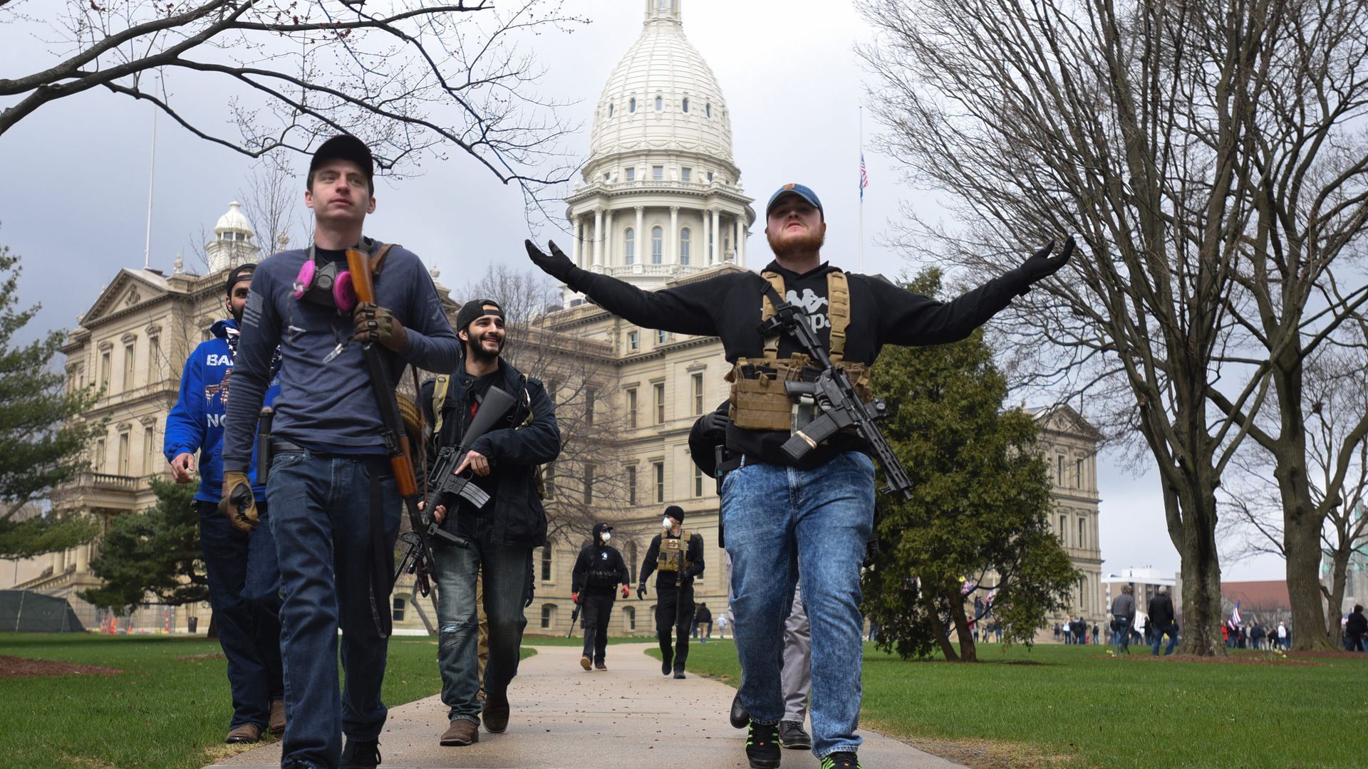 Protesters at the Michigan Capitol rally against Gov. Gretchen Whitmer's stay-at-home order. 