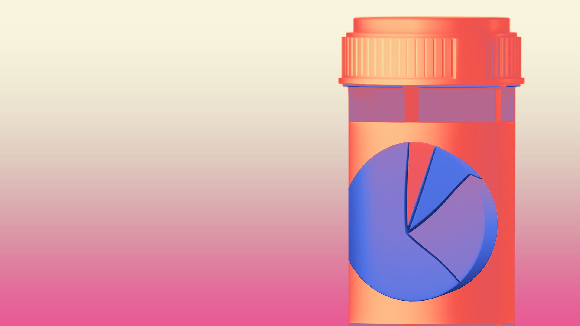 Illustration of a pie chart on a prescription bottle.