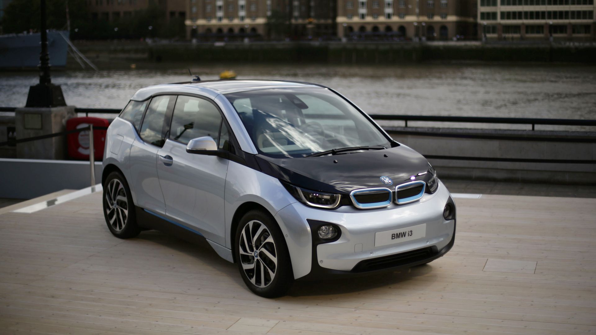 The BMW i3 is seen at a launch event. 