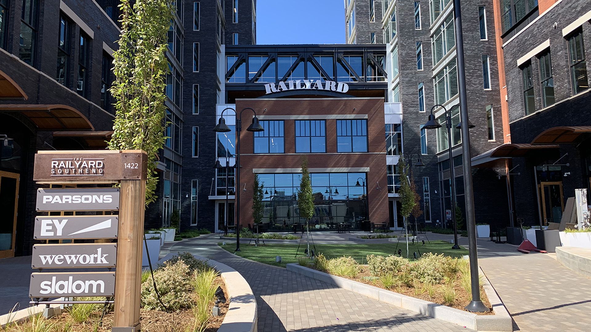 WeWork recently opened at the nearly built RailYard development in South End