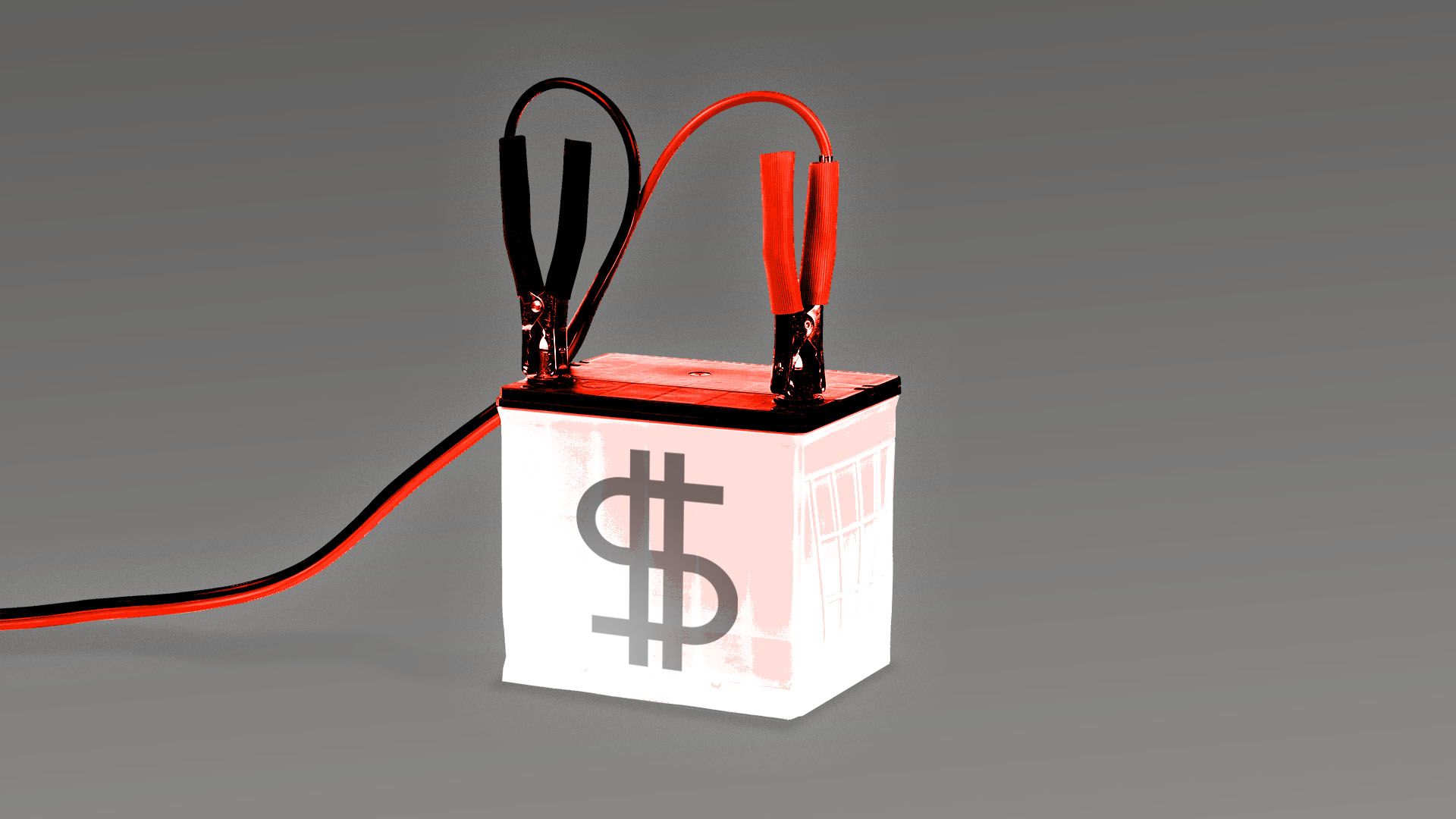 Illustration of a car battery with a dollar sign on it