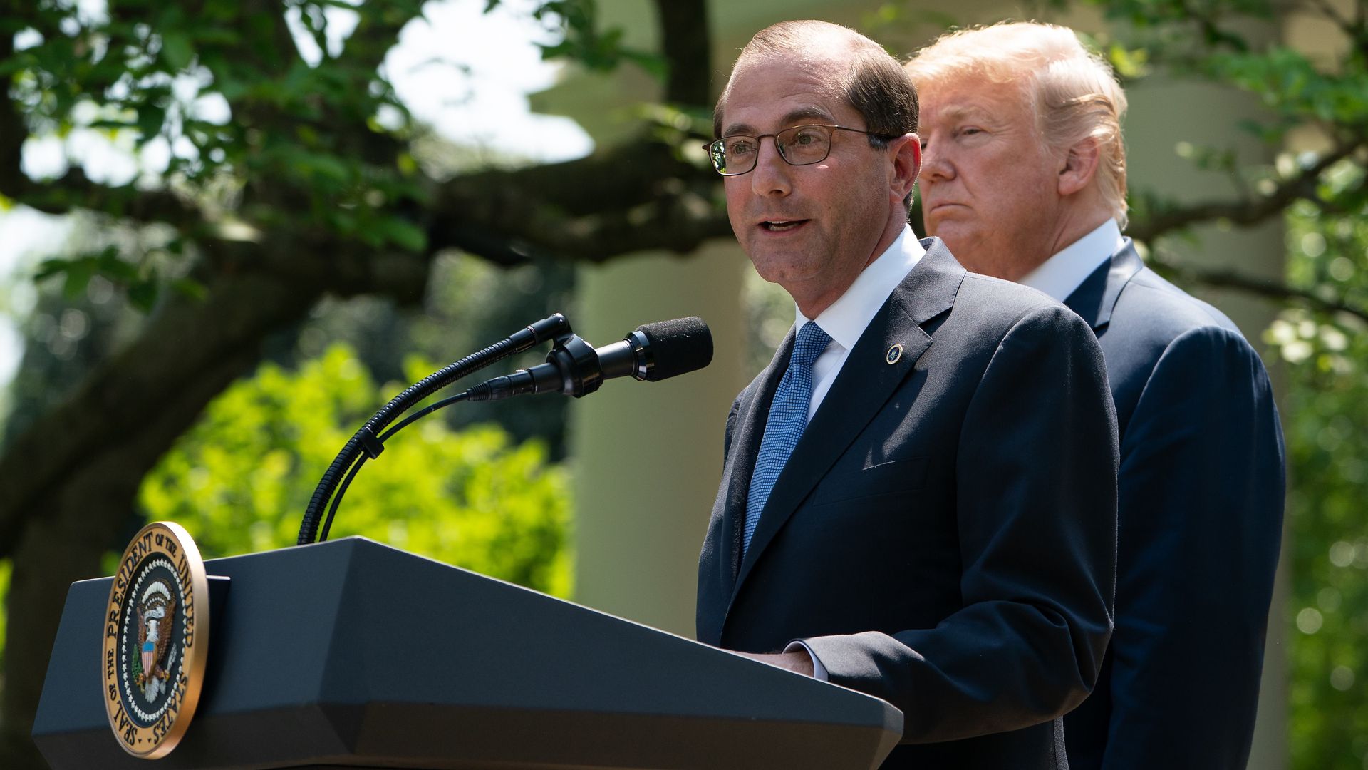 President Trump and HHS secretary Alex Azar