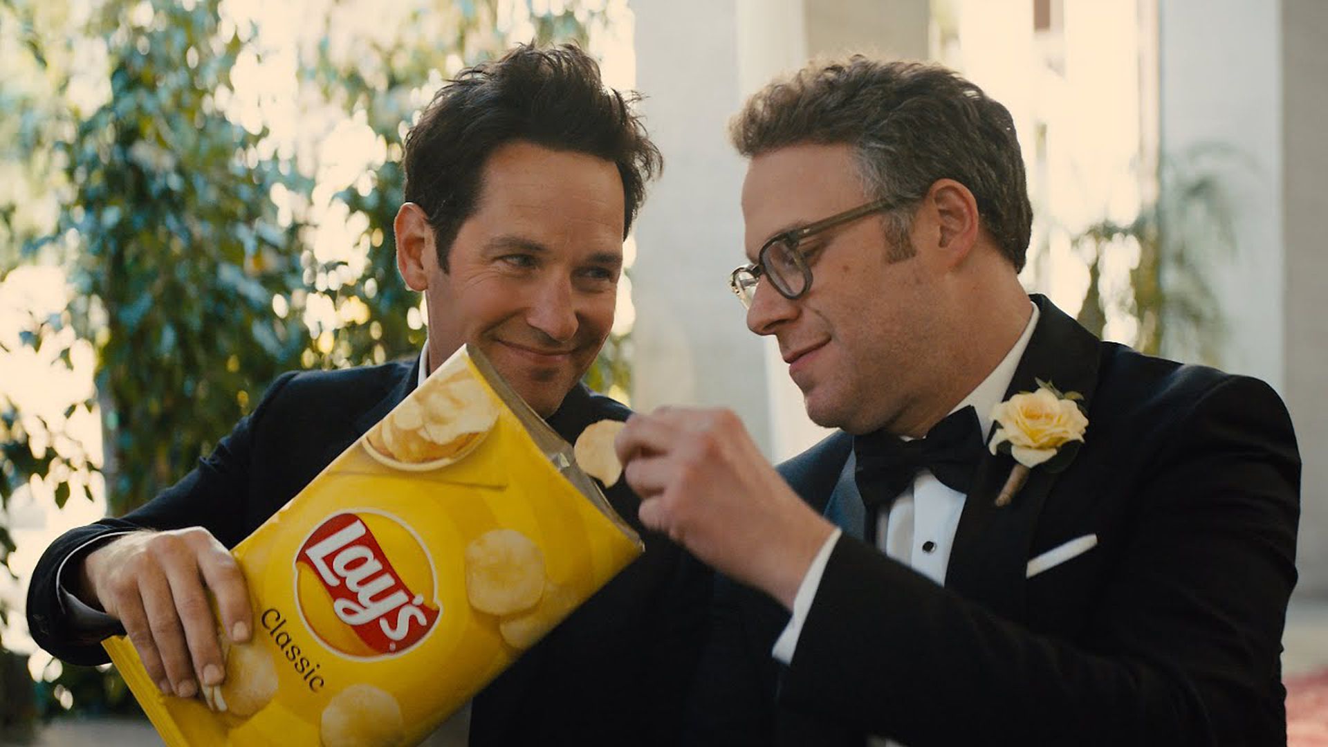 Paul Rudd and Seth Rogen in a spot for Lay's.