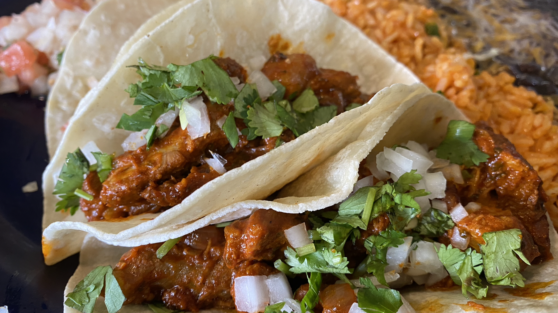 A closeup of tacos from Dos Amigos in Alexandria.