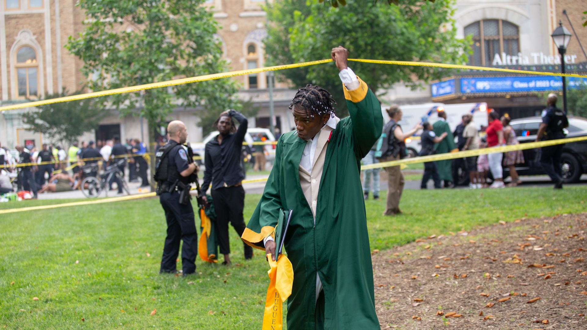  Several people were injured in a shooting outside of the Altria Theatre after the Huguenot High School graduation ceremony in Richmond, Va., June 6, 2023.