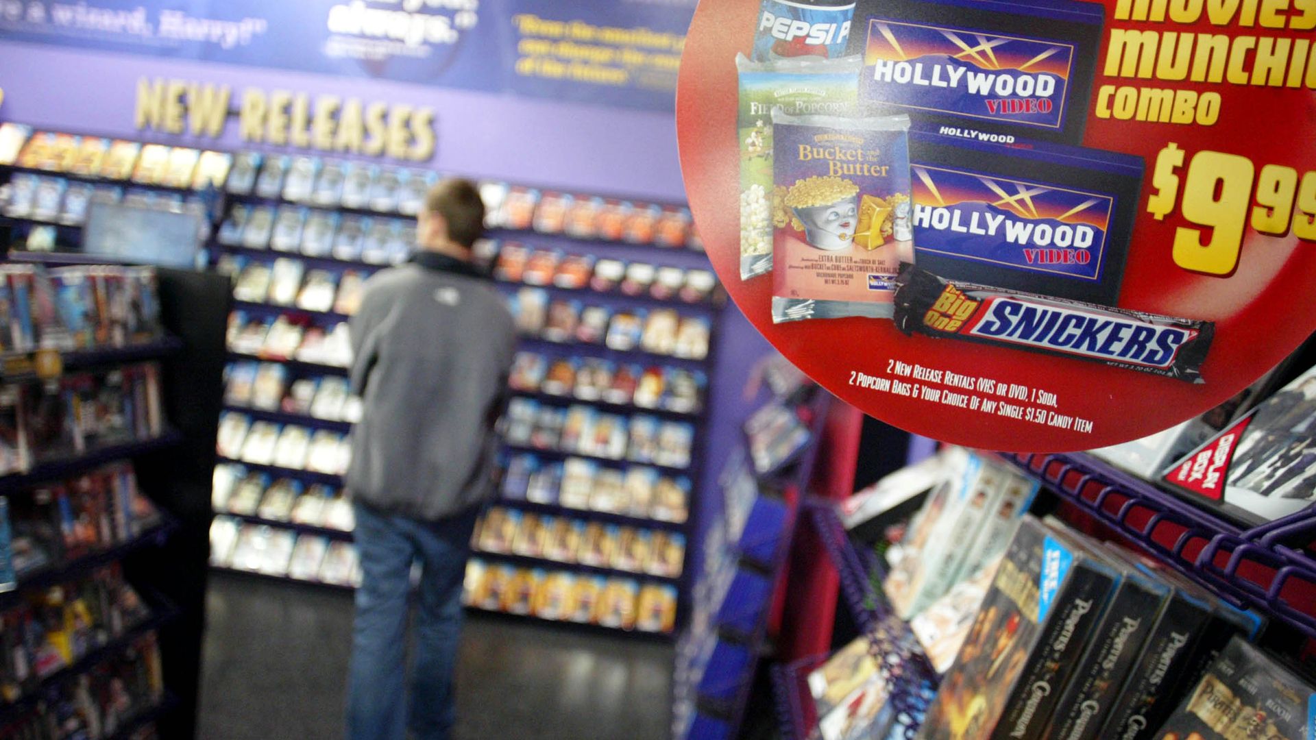 A man inside a Blockbuster store