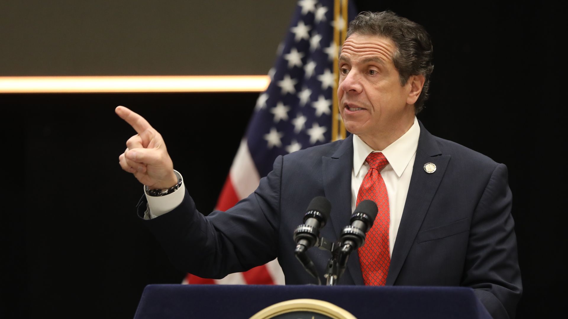 New York Gov. Andrew Cuomo addresses a gathering of the Long Island Association on the campus of Stony Brook University in Stony Brook, New York on April 11, 2019.