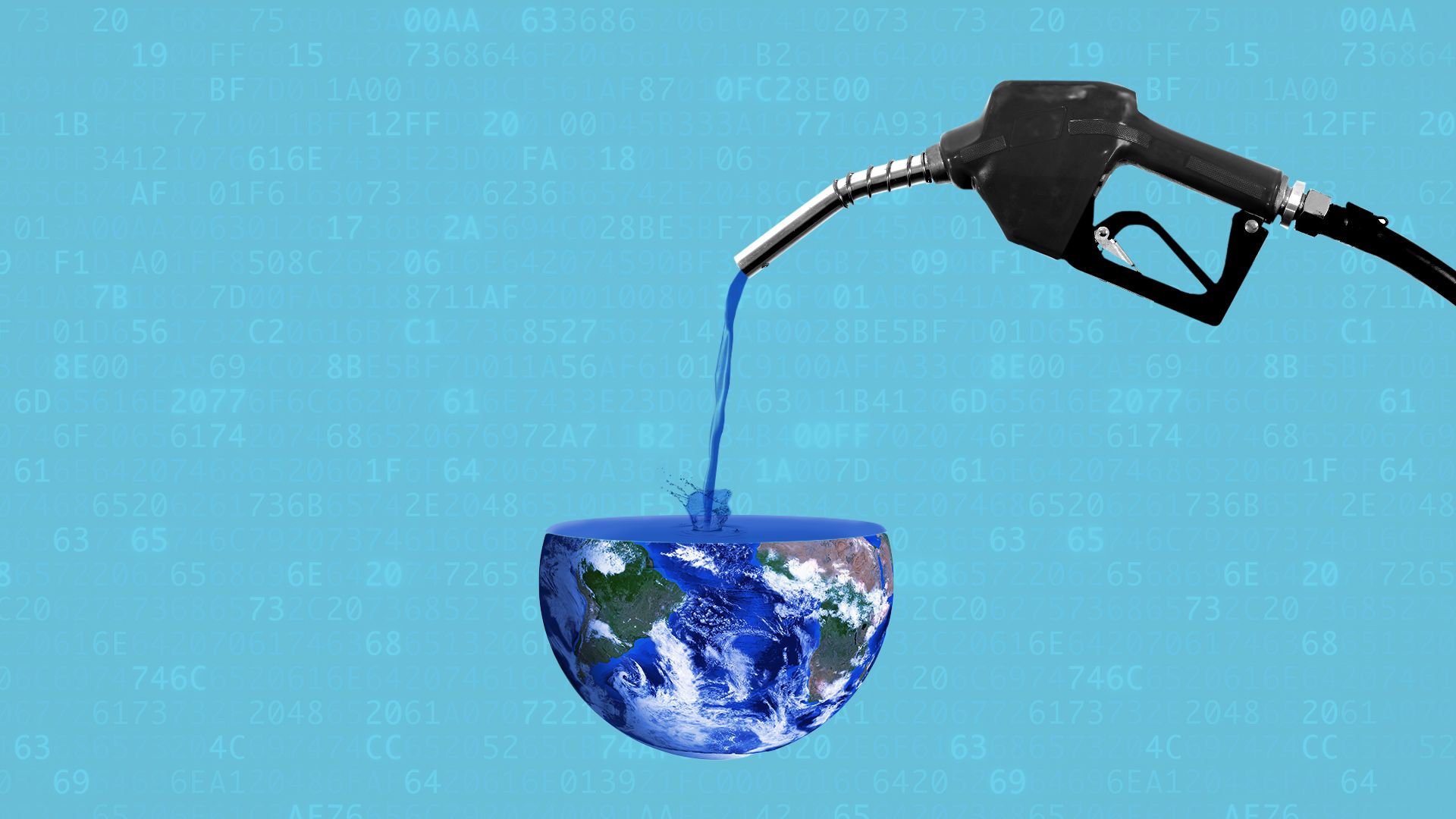 Illustration of a gas nozzle filling up the Earth.