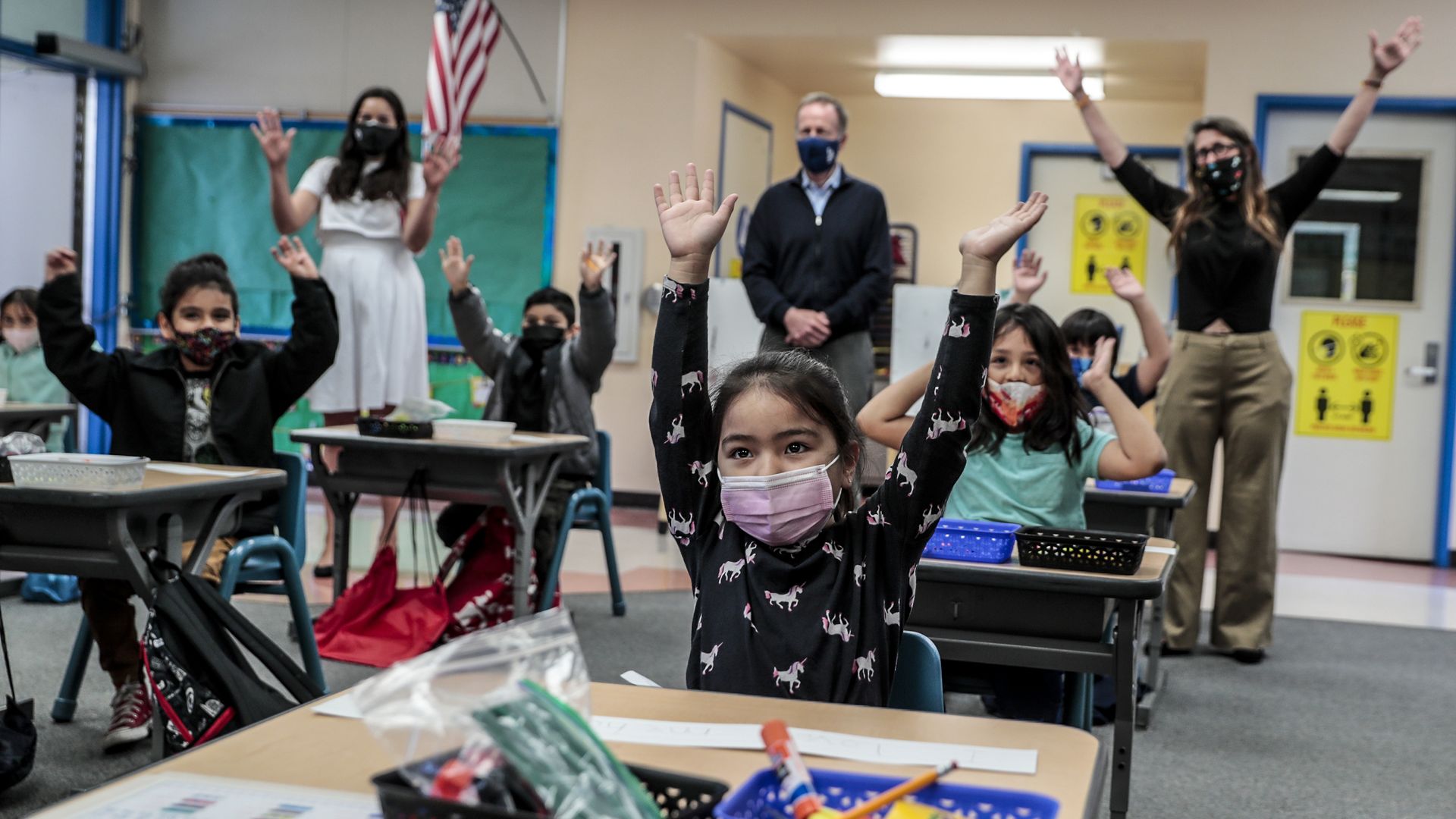 Kindergartners at Maurice Sendak Elementary in North Hollywood, California, on April 13.